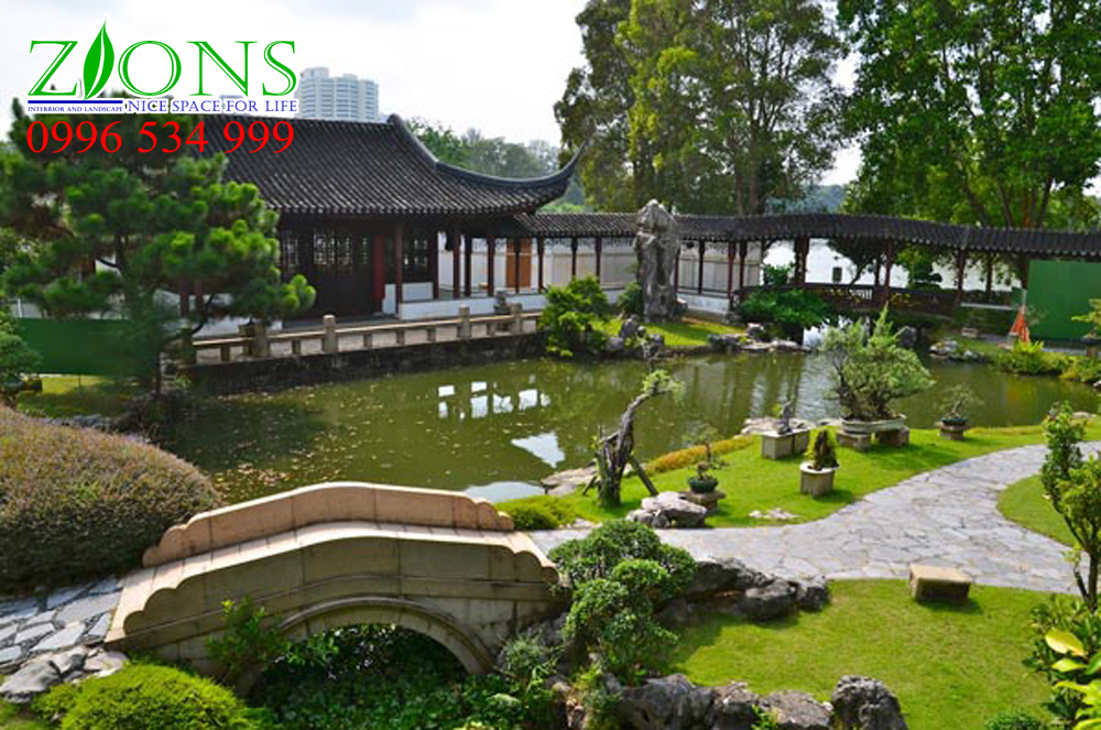 Thiết kế sân vườn biệt thự phong cách Trung Quốc